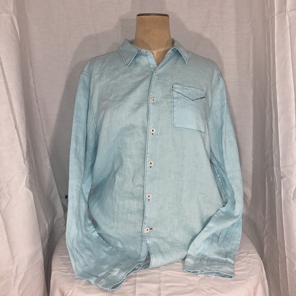 TRUE GRIT blue casual button long sleeve shirt